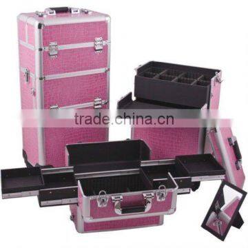 Makeup Artist Aluminum Rolling Cosmetic Train Case