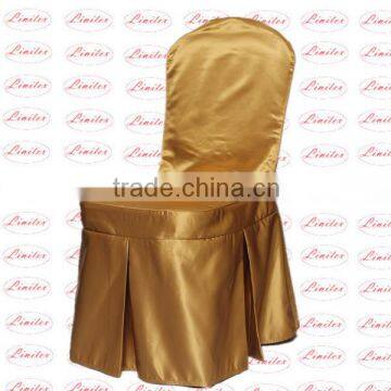 Polyester shining satin chair cover wedding banquet chair cover with butterfly pleats and pipes