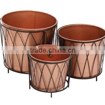 Set of 3 Shiny Metal Planter