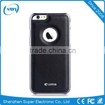 100% Genuine Leather Slim Electroplating PC Back Shell Cover Case Skin For IPhone 6 6S Plus photo-2