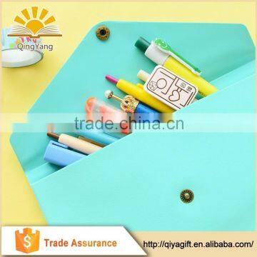 cheap wholesale candy color pvc multifunction pencil case with button