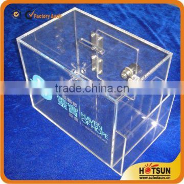 Transparent acrylic money box/acrylic coin box with lock