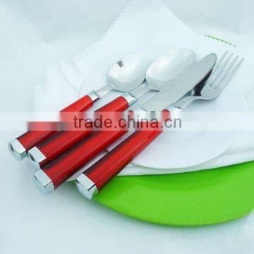 Plastic handle stainless steel red cutlery