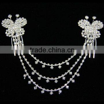 wholesale beauty butterfly rhinestone hair jewelry