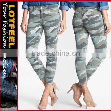 Camo Crop Stretch soft stretch denim Jeans (LOTX296)