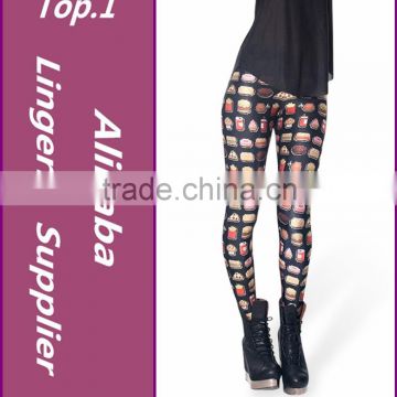 Hot! 2016 Autumn Custom Girls Fitness Food LEGGINGS Digital Printed Milk Vintage Plus Size Pants For Women