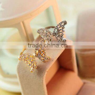 Bulk popular in world women crystal butterfly diamante rings