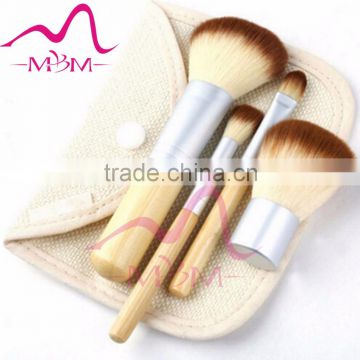 4 pcs makeup brush set with yellow pouch/Functional cosmetic brushes/make up