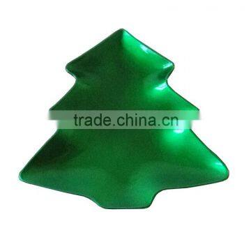 GRS decorative green Christmas tree shaped plastic plate