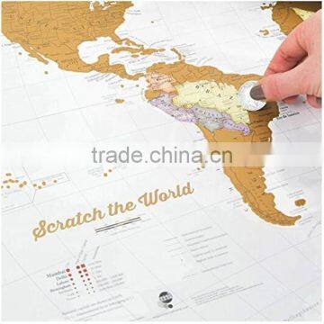 Set of World and US Travel Tracker Maps Scratch Off Places You Visit Paper Scratch off World Map for Travel photo-2