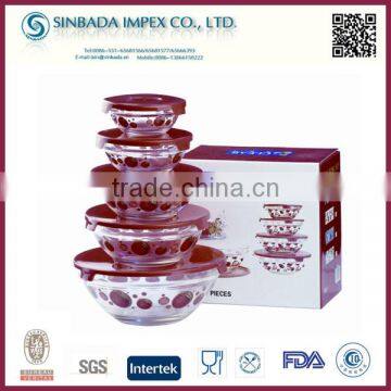 A8005D1 Daily use Product, Choclate Color 5 PCS Glass Bowl Set