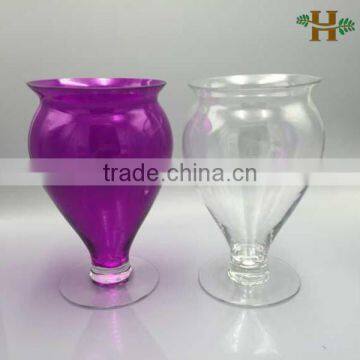 Hand blown glass stemmed flower vases