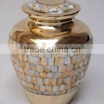 Mother of Pearl Brass Cremation Urn