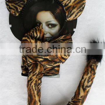 Party Costume Accessories Leopard Cat Ears Feather Headband With Bow Tie and Tail photo-2