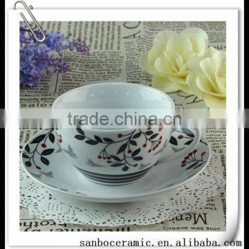 Wintersweet Printing Porcelain White Coffee Cup And Saucer Set