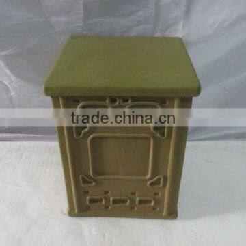 Garden Fiberglass Clay Antique Square Stool photo-3