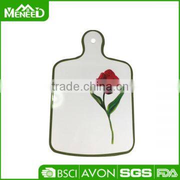 33.1*21.2cm Handled melamine chop board, 13" rose decorate cutting board with hole