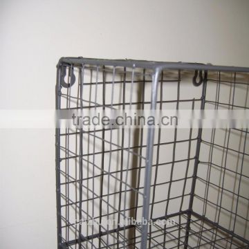 Industrial Retro Style Metal Wire Locker Room Wall Shelf Storage Unit Rack Cage