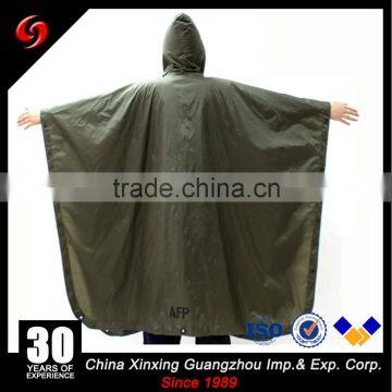 Olive Green 210T Polyester Taffeta With 21S PVC Coated Army Rain Poncho Military Waterproof Raincoat photo-2