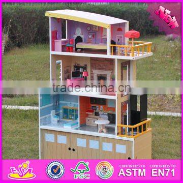 2016 New Design Girls Pretend Play Wooden Beachfront Mansion Dollhouse W06A153 photo-5