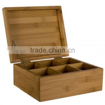 Hot bamboo tea box with 6 grids Made in China