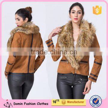 New Fashion Wholesale Clothing Manufacturers Women Suede Jacket With Fur Collar