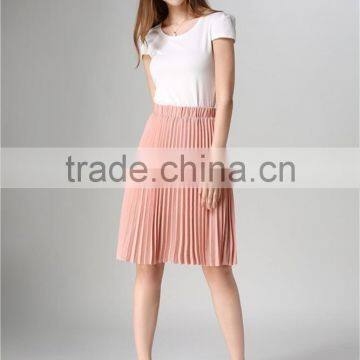 2017 Slim Elastic High Waist Skirt Skater Skirt Pleated Skirts LC8193-W photo-5