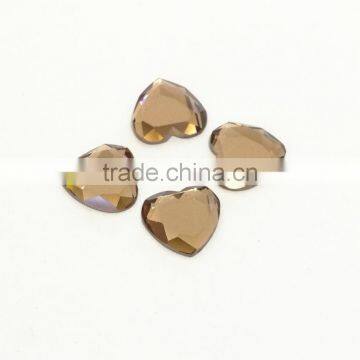 Coffee Clolor Heart Glass Flat Back Stone Crystal Pendant for Jewelry Accessories