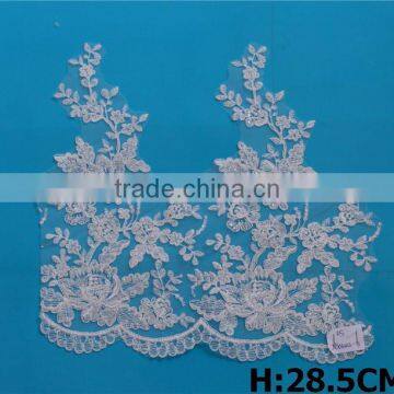 new fancy nylon spandex border lace trim for bridal wedding dress