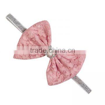 Cheap Custom Design Cute Lace Bow Headband Haic Clips Fabric Kids Hair Baby Headband for Child photo-4