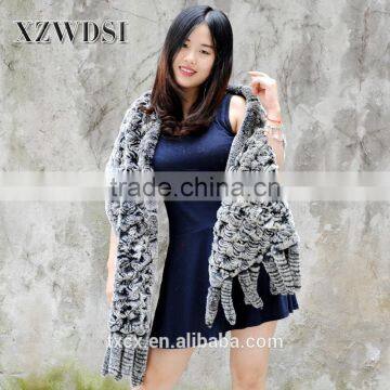 CX-B-65B Custom Black Frost Women Rabbit Fur Shawl For Sale photo-3