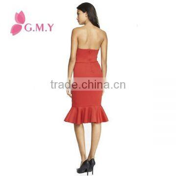 Strapless Scuba Flounce Black Prom Dress, Strapless Black Dress, Elegant Robe Bustier photo-4