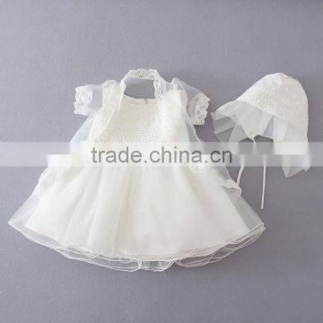 Latest design Hot sale summer dress 2017 wholesale silk baby clothing kids white short sleeve baby girl floral tutu dress