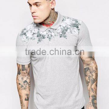 2016 New Brand Polo With Floral Yoke Print Short Sleeves Polo Shirt With Customized Logo Embroidery Shirt With Rib Collar photo-3