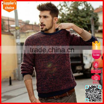 New fashion long sleeves mens jacquard intarsia cashmere winter sweater