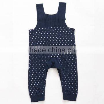 Hot Sales 100% Organic Cotton Sleeveless Rompers Knitted Blue Baby Jumpsuit photo-2