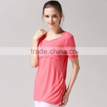 Street Style Short Sleeve Nursing Clothes Solid Breastfeeding Clothing Thin Section Pregnant Women T-shirts photo-6