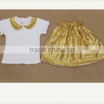 Lovely Kids Baby Girls Sequins Skirts Set Children's Shiny Gold Dress photo-5