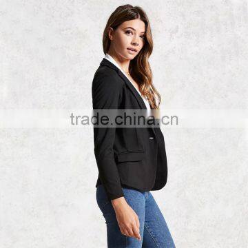 Business Womens Office Notched Lapels 3/4 Sleeves Single-button Blazer Jacket photo-3