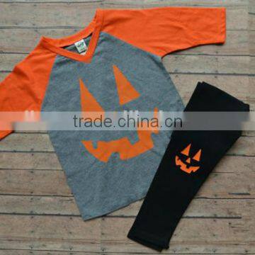 Wholesale children's boutique clothing Halloween pumpkin patterned boys and girls suit