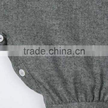 Grey Flannel Collared Winter Baby Romper for Little Cute Baby With Button Fastening and Button Cuffs