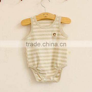 Hot Sale Stripe Organic Cotton Newborn Baby Vest Bodysuit photo-3