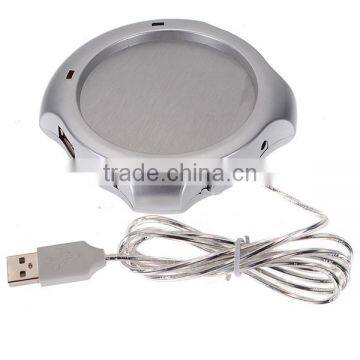 New Arrival Wired Muti-function Tea Coffee Cup Mug Warmer Heater Office Pad With 4 Port Hub USB Gadget For PC For Mac photo-3