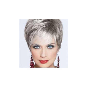 Cropped Straight Synthetic Grey Wigs