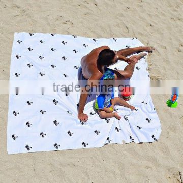 Large oversized microfiber suede custom print beach towel with mesh bag