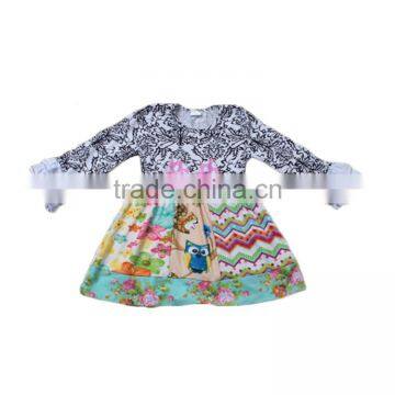 baby boutique wholesale long sleeve with ruffle floral print dress latest casual dress designs