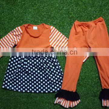 Fall Baby Clothes Girls Orange Top and Pant Ruffle Outfits For Kids in Halloween photo-4