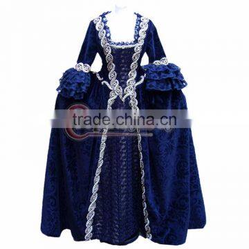 ROCOCO Ball Grown Gothic Medieval Victorian Dark Blue Dress