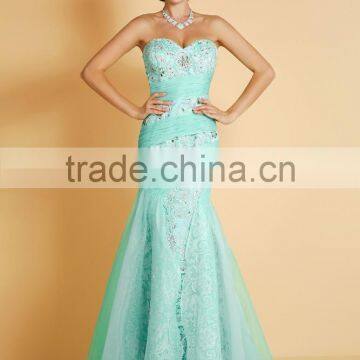 Prom Formal Evening Dress Sheath / Column Strapless Sweep / Brush Train Chiffon / Lace party dress P010