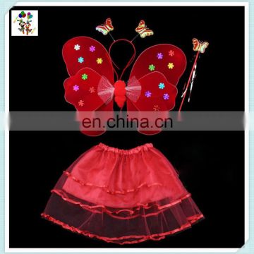 Red Kids Girl Princess Fairy Butterfly Wings with Wand Headband Skirt HPC-0874